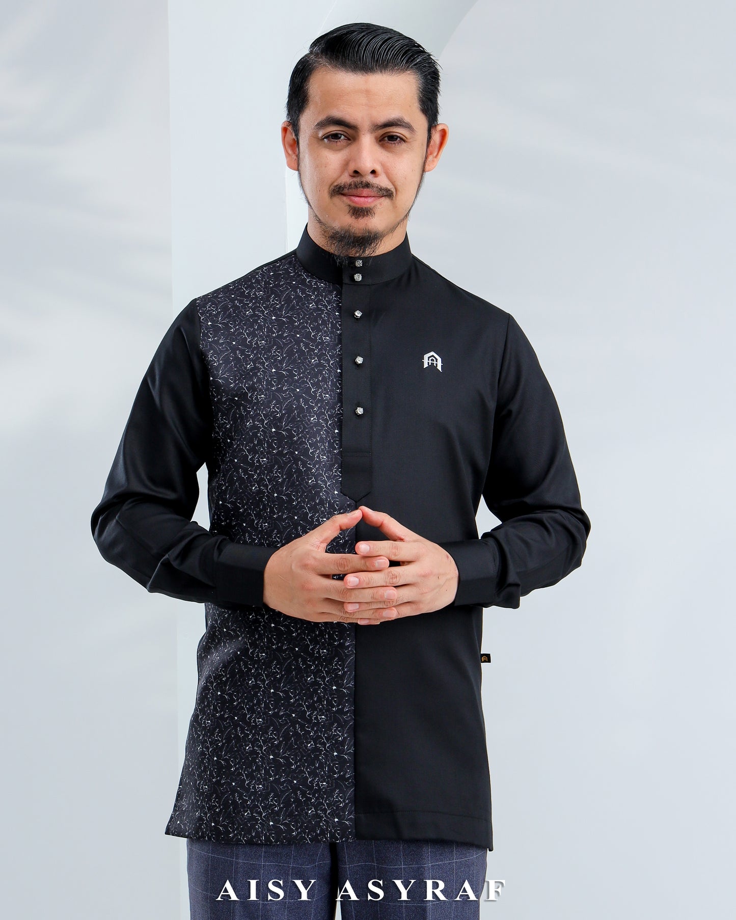 Kurta Nabeela Raya - Kod 50  (Black Abstract)